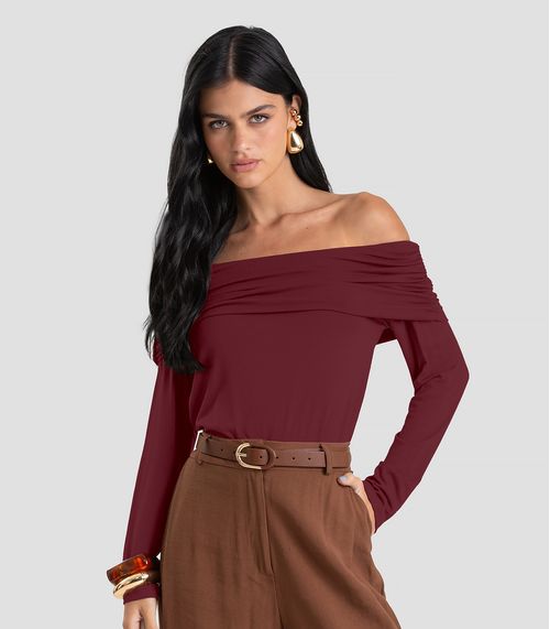 Blusa Feminina Ombro a Ombro em Malha Visco Dianna Vermelho