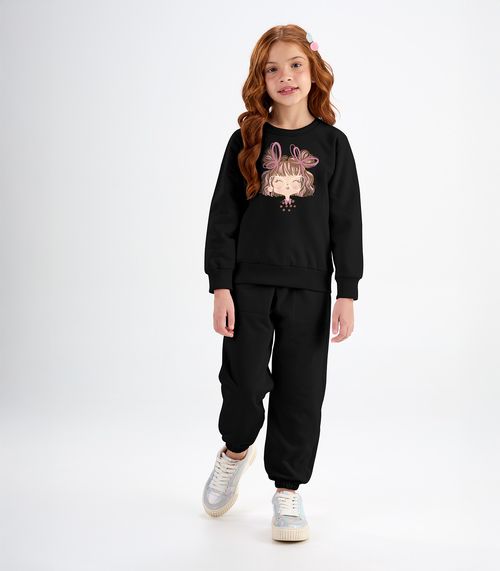 Conjunto Blusão Com Calça Feminino Rovi Kids Preto