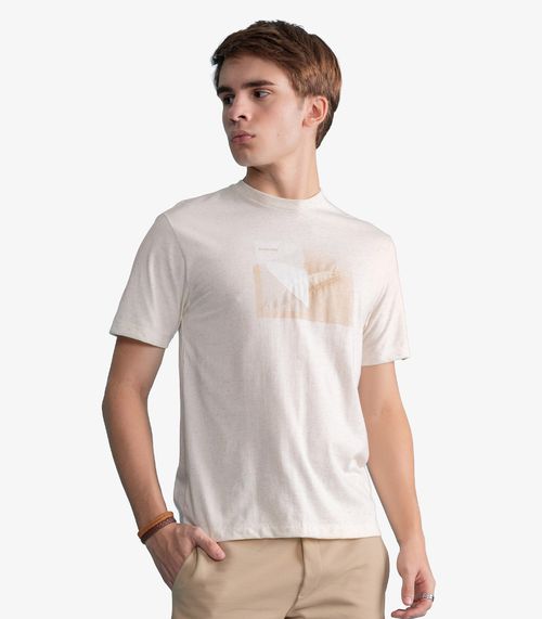 Camiseta Masculina Meia Malha Com Estampa Minty Bege