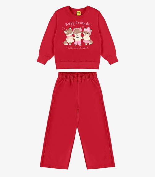 Conjunto Blusão Com Calça Feminina Rovi Kids Vermelho