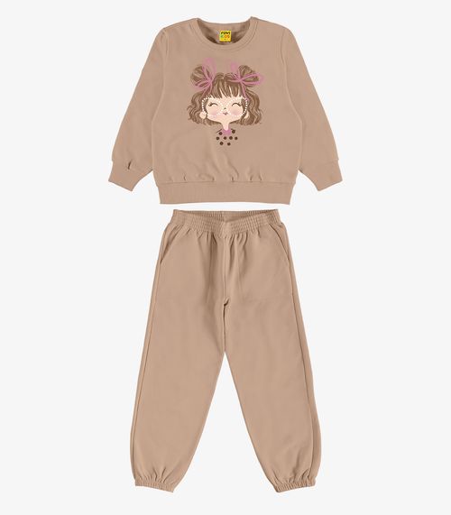 Conjunto Blusão Com Calça Feminino Rovi Kids Marrom