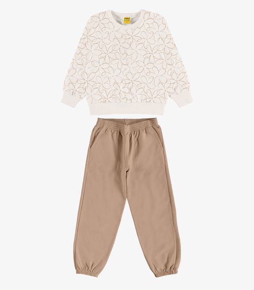 Conjunto Blusão Com Calça Feminino Rovi Kids Bege