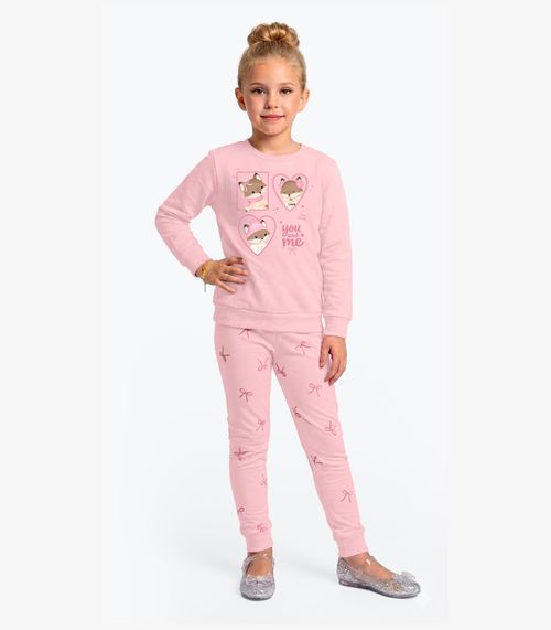 Conjunto Blusão Com Legging Feminino Rovi Kids Rosa