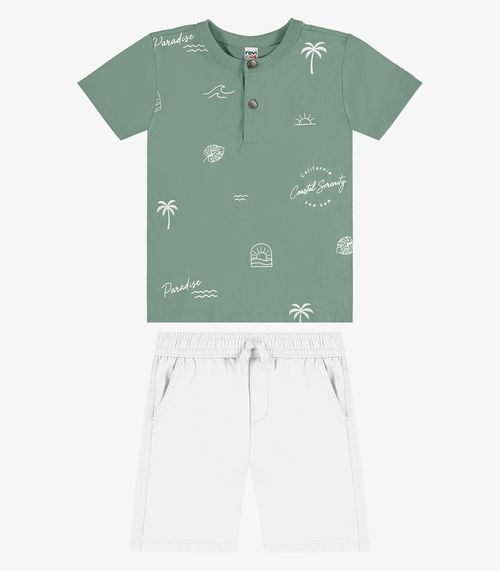 Conjunto Camiseta Com Bermuda Infantil Rovi Kids Verde