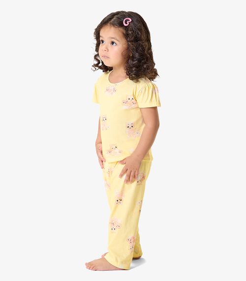 Pijama Blusa Com Calça Infantil Rovi Kids Amarelo