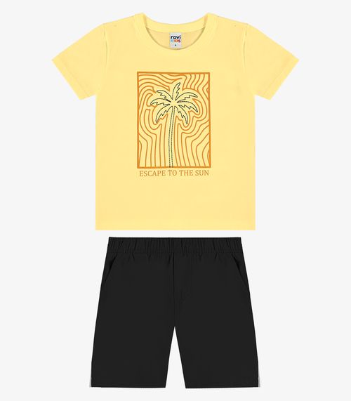 Conjunto Camiseta Com Bermuda Infantil Rovi Kids Amarelo