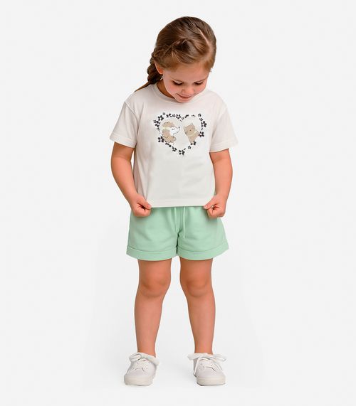 Conjunto Infantil Menina Blusa Com Shorts Select Bege