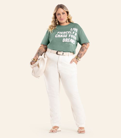 T-Shirt Feminina E Estampa Meia Malha Secret Glam Verde