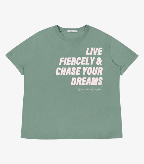 T-Shirt Feminina E Estampa Meia Malha Secret Glam Verde