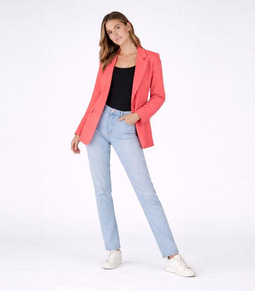 Blazer Alongado Feminino Em Alfaiataria Aishty Laranja