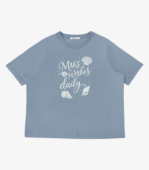 T- Shirt Feminina Com Estampa Secret Glam Azul