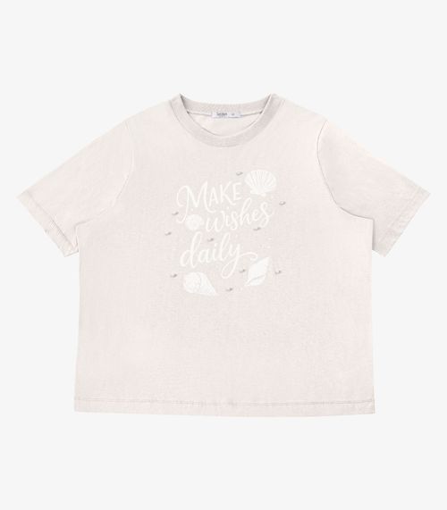 T- Shirt Feminina Com Estampa Secret Glam Bege