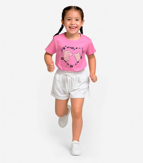 Conjunto Infantil Menina Blusa Com Shorts Select Rosa