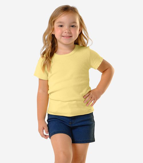 Conjunto Infantil Blusa E Shorts Jeans Trick Nick Amarelo