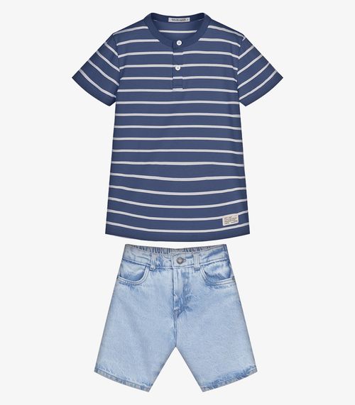 Conjunto Camiseta Com Bermuda Trick Nick Azul