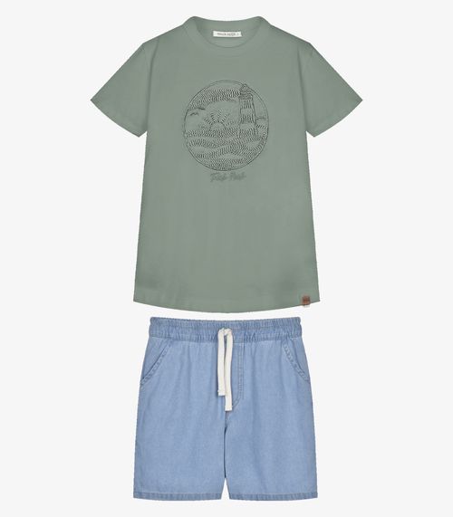 Conjunto Infantil Camiseta Com Bermuda Trick Nick Verde
