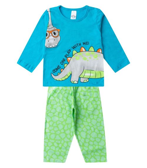 Pijama Menino Manga Longa Meia Malha Select Azul