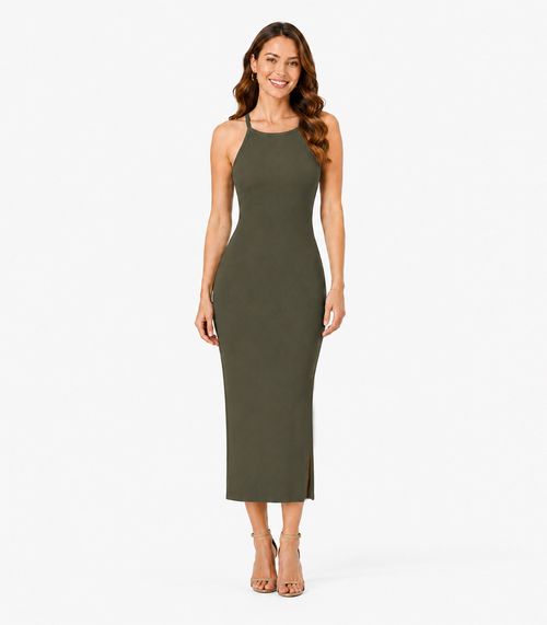 Vestido Feminino Em Ribana Infinita Cor Verde