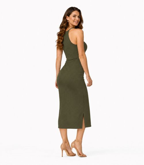 Vestido Feminino Em Ribana Infinita Cor Verde