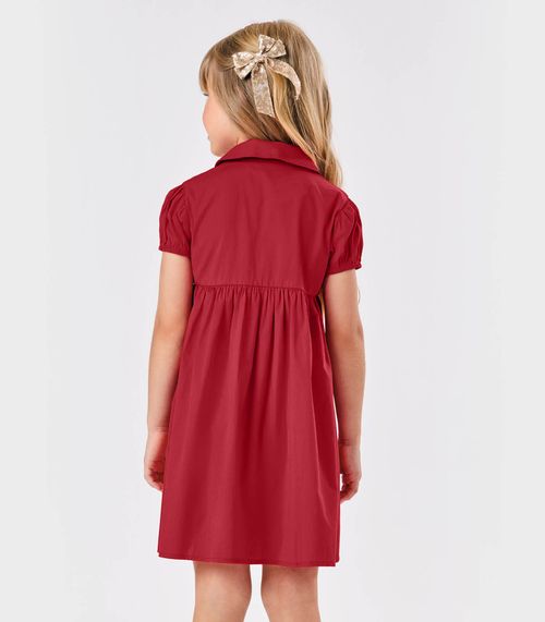Vestido Infantil Com Manga Franzida Trick Nick Vermelho