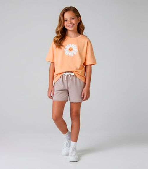 Conjunto Feminina Infantil Short Blusa Trick Nick Laranja