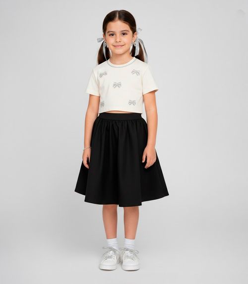 Blusa Feminina Infantil de Laços Trick Nick Bege