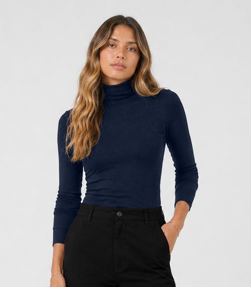 Blusa Feminina Manga Longa Visco Premiere Dianna Azul