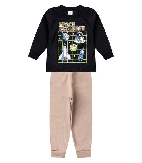 Conjunto Menino Blusa Longa E Calça Select Preto