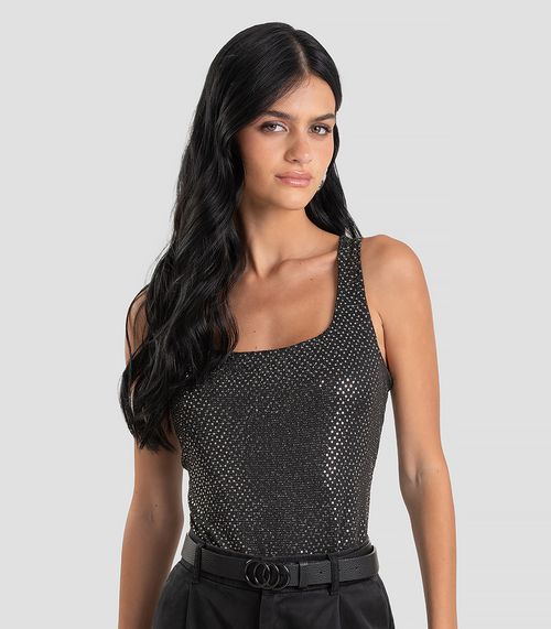 Body Feminino em Malha Lantejoula Dianna Preto