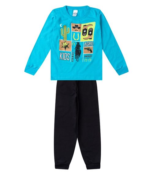 Conjunto Menino Blusa Longa E Calça Select Azul