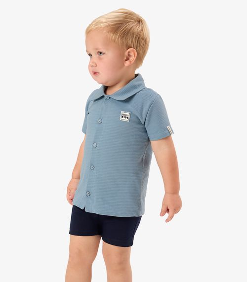 Conjunto Camisa Com Bermuda Infantil Rovi Kids Azul