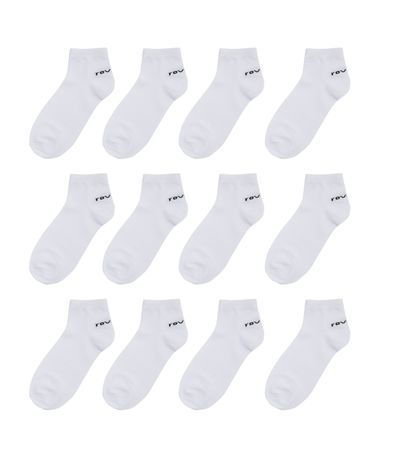 Kit 12 Pares Meias Masculinas Rovitex Algodão Cano Curto 39/43 Branco
