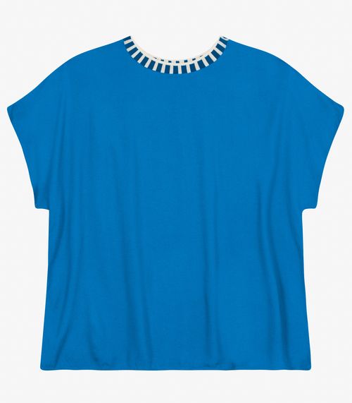 Blusa Feminina Manga Curta em Viscose Secret Glam Azul