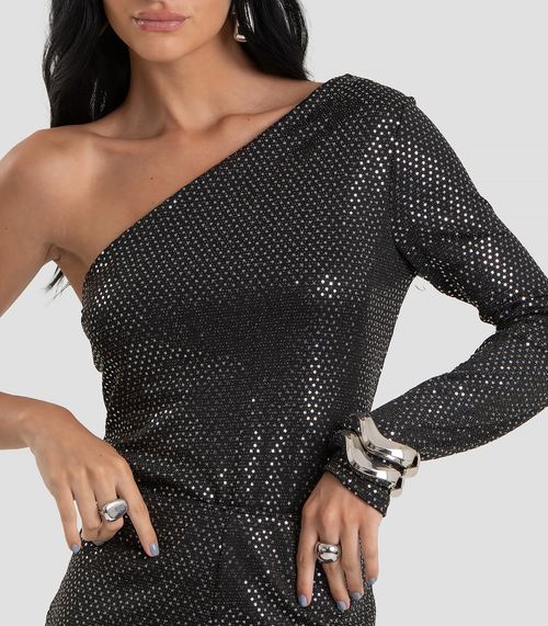 Blusa Feminina em Malha Lantejoula Dianna Preto