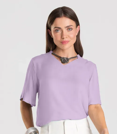Blusa Feminina Com Colar Dianna Roxo