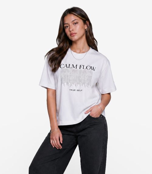 T-Shirt Feminina Meia Malha Com Estampa Minty Branco