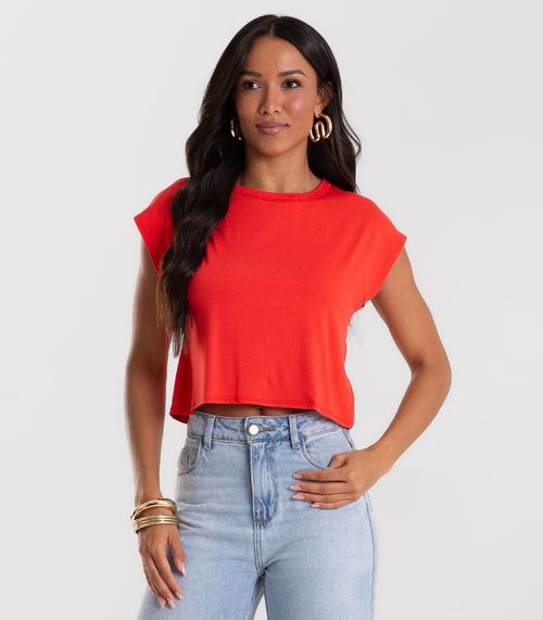 Blusa Básica Feminina Viscotorcion Rovitex Laranja
