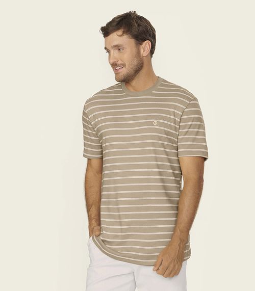 Camiseta Masculina Suedine Listrado Diametro Marrom
