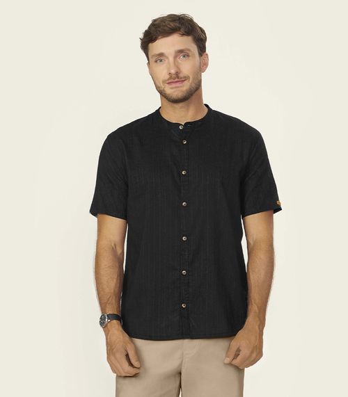 Camisa Masculina Listras Geométricas Diametro Preto