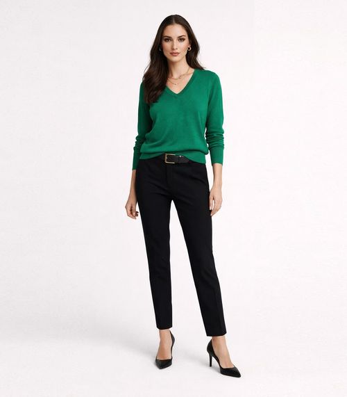 Suéter Feminino Gola V em Tricot Rovitex Verde