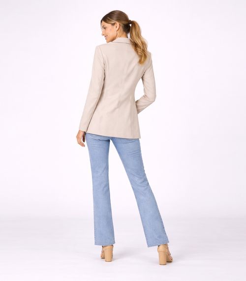 Blazer Alongado Feminino Em Alfaiataria Aishty Bege