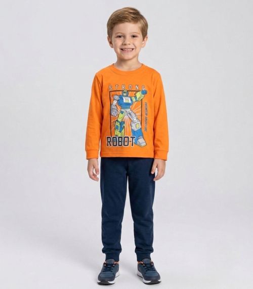 Conjunto Menino Blusa Longa E Calça Select Laranja