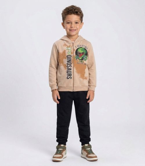 Conjunto Moletom Menino Jaqueta E Calça Select Bege