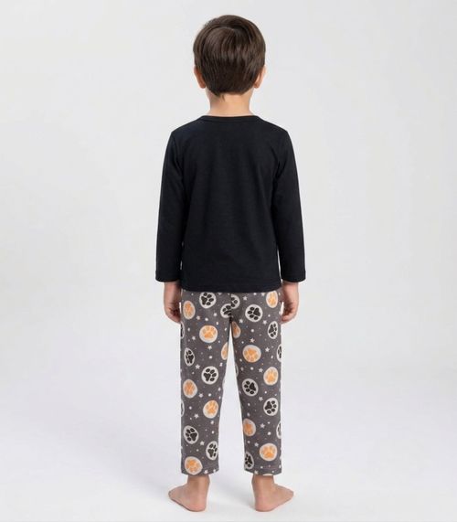 Pijama Menino Manga Longa Meia Malha Kappes Preto