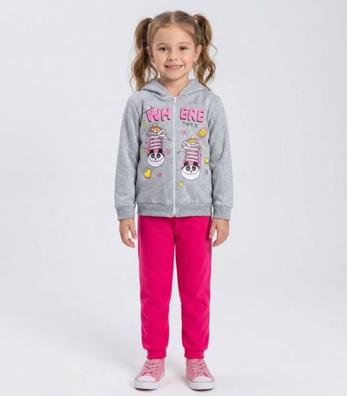Conjunto Moletom Menina Jaqueta E Calça Select Cinza