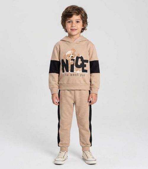 Conjunto Moletom Menino Blusão E Calça Select Bege