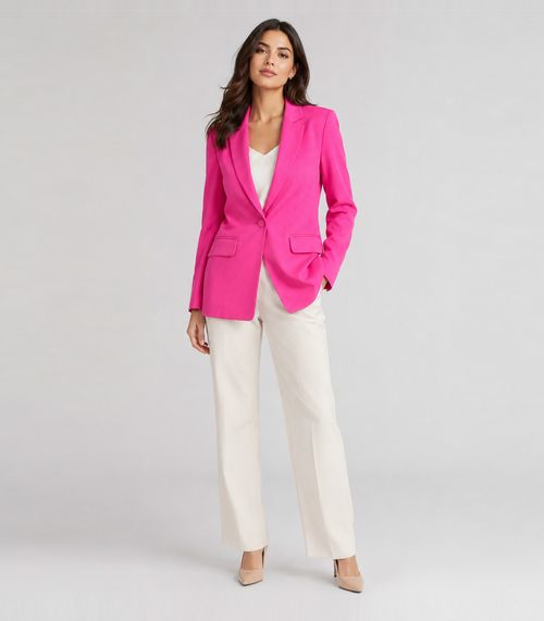 Blazer Alongado Feminino Em Alfaiataria Aishty Rosa