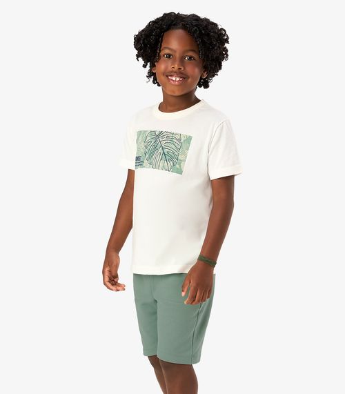 Conjunto Camiseta Com Bermuda Infantil Rovi kids Bege