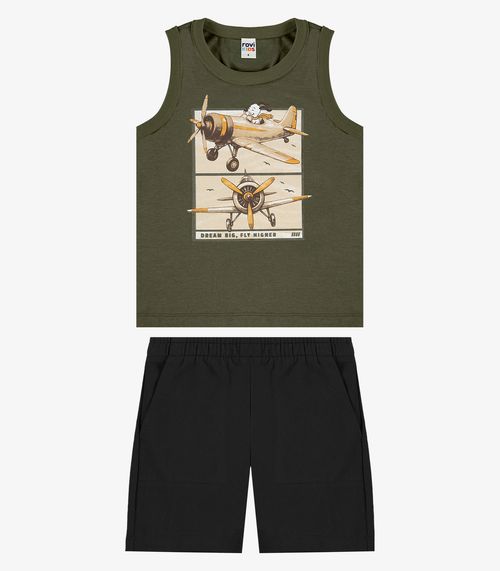 Conjunto Machão Com Bermuda Infantil Rovi Kids Verde