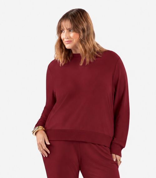 Blusão Feminino Plus Size Manga Longa Secret Glam Vermelho